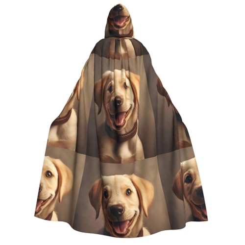 SKKNT Niedlicher Labrador-Hunde-Aufdruck, Unisex, Kapuzenumhang, Kostüm für Damen und Herren, Vampir, Halloween, Cosplay, Karneval, Mottoparty von SKKNT