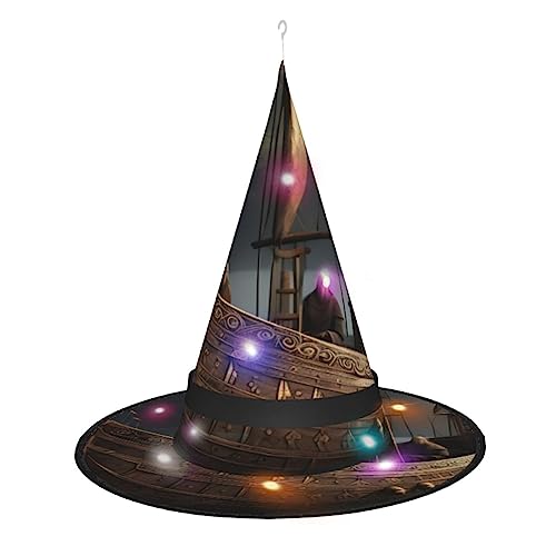 SKKNT Nordischer Piratenschiff-Druck, Hexenhut, Halloween, Weihnachtsfeiern, Hexenhüte für Kostüme, Halloween-Dekoration von SKKNT