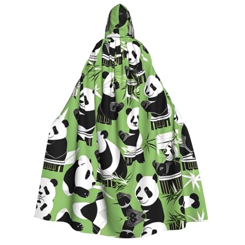 SKKNT Panda-Bambus-Druck, Unisex, Kapuzenumhang, Kostüm für Damen und Herren, Vampir, Halloween, Cosplay, Karneval, Mottoparty von SKKNT