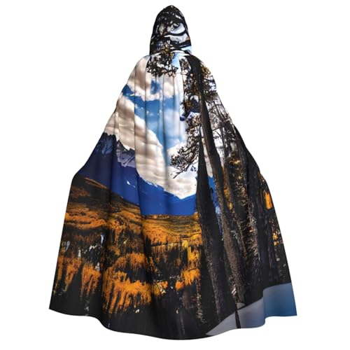 SKKNT Rocky Mountain Range Print Unisex Kapuzenumhang Kostüm Damen Herren Vampir Halloween Cosplay Karneval Mottoparty von SKKNT