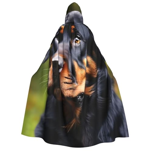 SKKNT Rottweiler-Muster, Unisex, Kapuzenumhang, Kostüm, für Damen und Herren, Vampir, Halloween, Cosplay, Karneval, Mottoparty von SKKNT