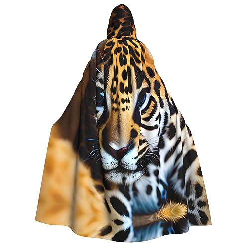 SKKNT Süßes Baby Jaguar 1 Druck Unisex Kapuzenumhang Kostüm Damen Herren Vampir Halloween Cosplay Karneval Mottoparty von SKKNT