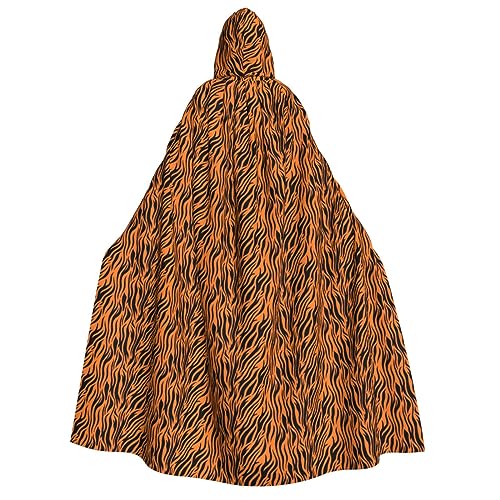 SKKNT Tiger Stripes Orange Pattern Print Unisex Hooded Cloak Costume Women Men Vampire Halloween Cosplay Carnival Theme Party von SKKNT