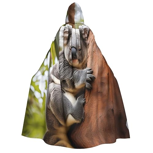 SKKNT Umarmender Baum Koala 1 Druck Unisex Kapuzenumhang Kostüm Damen Herren Vampir Halloween Cosplay Karneval Mottoparty von SKKNT