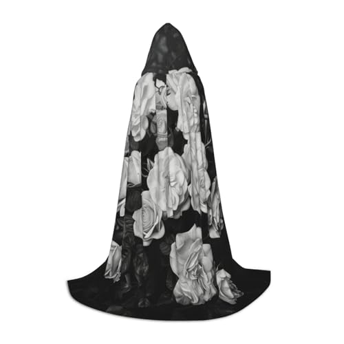 SKKNT Umhang mit Kapuze und Rosenmuster, Unisex, verschiedene Zauberer-Robe, Halloween, Cosplay und Karneval, Gothic, Schwarz / Weiß SKKNT Umhang mit Kapuze und Rosenmuster, Unisex, verschiedene Zauberer-Robe, Halloween, Cosplay und Karneval, Gothic, Schwarz / Weiß von SKKNT