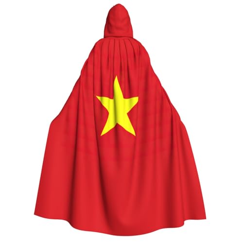 SKKNT Umhang mit vietnamesischer Flagge, Unisex, mit Kapuze, für Damen und Herren, Vampir, Halloween, Cosplay, Karneval, Mottoparty von SKKNT