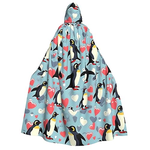 SKKNT Unisex-Kapuzenumhang mit Aufschrift "I Love Penguins", für Damen und Herren, Vampir, Halloween, Cosplay, Karneval, Mottoparty von SKKNT