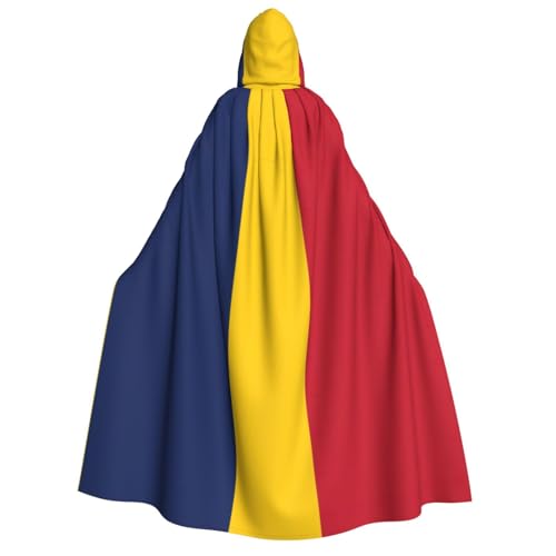 SKKNT Unisex Kapuzenumhang mit Flagge des Tschads, Kostüm, für Damen und Herren, Vampir, Halloween, Cosplay, Karneval, Mottoparty von SKKNT