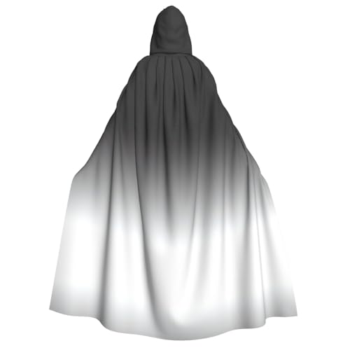 SKKNT Weißer bis schwarzer Druck, Unisex, Kapuzenumhang, Kostüm für Damen und Herren, Vampir, Halloween, Cosplay, Karneval, Mottoparty von SKKNT