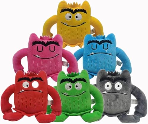 SKLTN 6 Stück Kawaii Farbe Monster Plüschtier 16 cm Monster Plüschpuppe Kinder Emotion Plüschspielzeug für Kinder Geburtstagsgeschenk Weihnachten von SKLTN