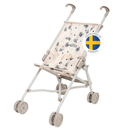 Skrållan Puppenbuggy ab 3 Jahre - 53cm großer Klappbuggy mit Sicherheitsgurt und waschbarem Bezug - Spielzeug Kinderwagen Puppenwagen Buggy - Buggy Puppe bis zu 45cm - Puppen Buggy Spielzeug von SKRÅLLAN