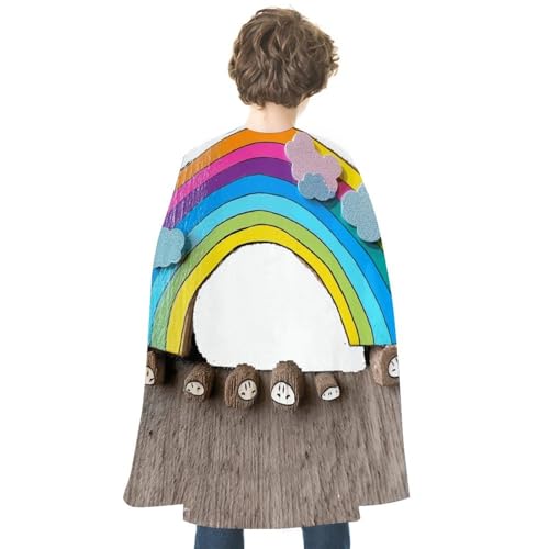 SKTNBM Halloween-Cosplay-Umhang, kleiner Regenbogen-Druck, Halloween-Umhang, Superhelden-Umhang für Halloween-Partys von SKTNBM