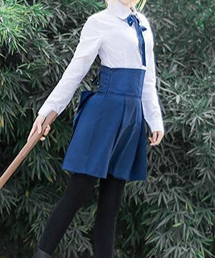 Wig for Anime Fate Stay Night Cosplay Costume Saber Fate Grand Order Cosplay Tshirt+Skirt+Tie+Wig Saber Full Set Halloween Costumes Xl Costume von SKYXD