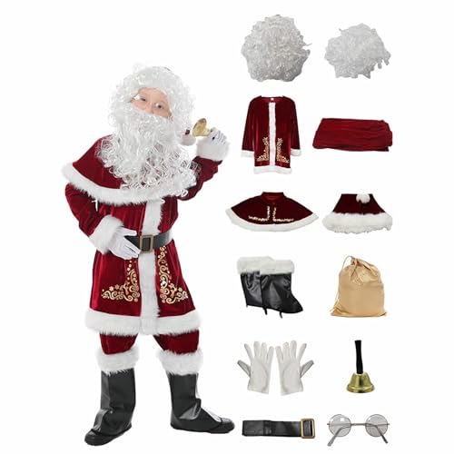 SKZZVI Professionelle Herren Weihnachtsmann Anzug Kinder Weihnachten Cosplay Anzug Deluxe Santa Claus Anzug Weihnachten Party Dress Up (Kids, XL) von SKZZVI