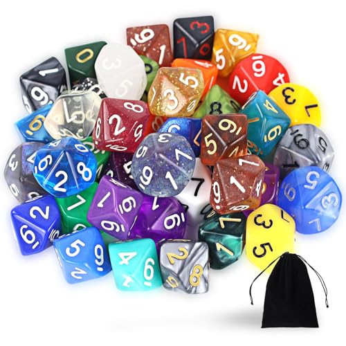 Polyedrisch Würfel Set，40 Stück Polyedrisch Würfel Set mit Schwarzem Beutel，10 Seitige Bunt Würfel, D10 Spiel Würfel für Dungeons and Dragons Pathfinder DND RPG MTG (D10) von SLAKOZYT