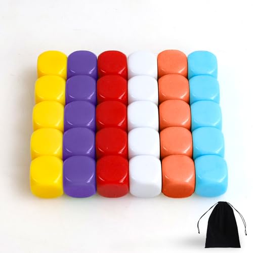 Leeres Sechs 30 PCS 20 mm Acryl Blanko-Würfe, Bunte DIY Würfel mit Aufbewahrungsbeutel für Lernspiele, Bastelprojekte, Matheunterricht & Kreativität Leeres Sechs 30 PCS 20 mm Acryl Blanko-Würfe, Bunte DIY Würfel mit Aufbewahrungsbeutel für Lernspiele, Bastelprojekte, Matheunterricht & Kreativität von SLAKOZYT