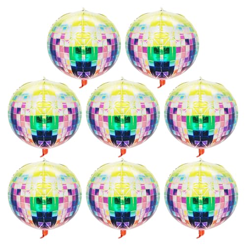 8 Stück Disco-Luftballons, 4D-Disco-Luftballons, Laser-Disco-Kugeln, Glitzer-Disco-Luftballons, Bar-Disco-Party-Dekorationen von SLAXJNE