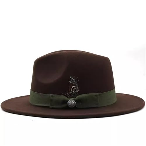 SLEDEZ Klassischer Zylinder für Herren Kaffee Bowler Hut Gentleman Jazz Feder Accessoire Filzhut von SLEDEZ