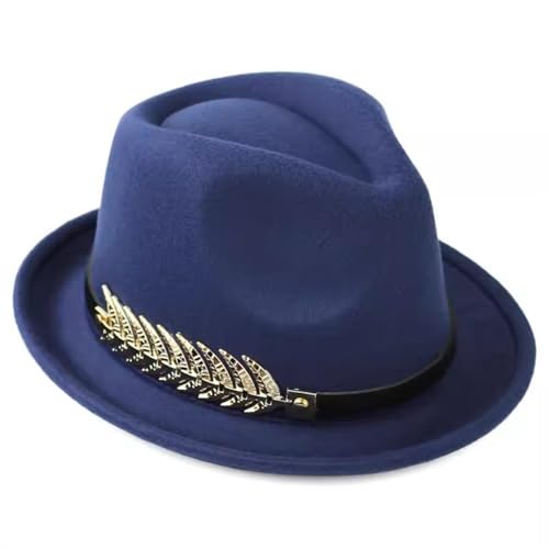 SLEDEZ Klassischer Zylinder für Herren Unisex Bowler HatStage Jazz Hat Gentle Man's Hat(Blue) von SLEDEZ