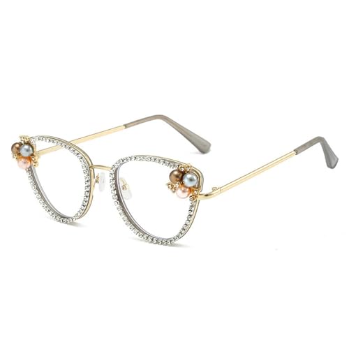 SLEDEZ Partybrille Personalisierter Flachspiegel mit Strasssteinen, 2 Farben erhältlich(Gray) von SLEDEZ