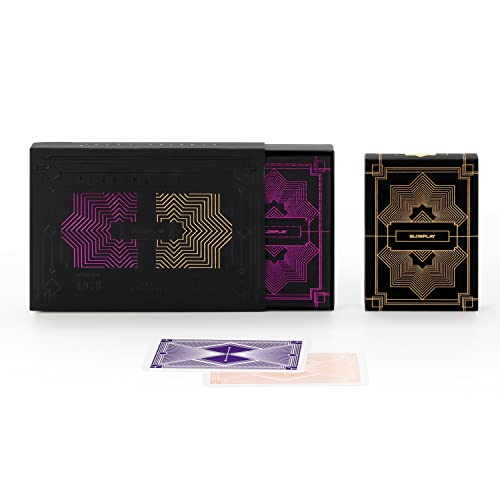 SLOWPLAY 100% Plastik Spielkarten Set, 2 Decks (Violet & Gold), Jumbo Index, Poker Format, überlegene Flexibilität und Haltbarkeit, Wasserfest & Waschbar, Professionelle Karten für Texas Hold’em Poker von SLOWPLAY