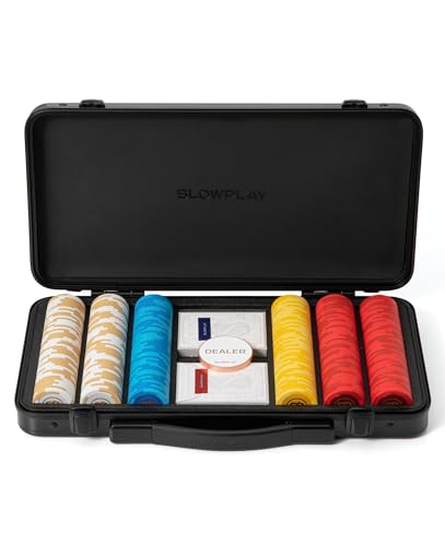 SLOWPLAY Godel 14g Ton Pokerchips-Set für Texas Hold’em, 300 Stk [ohne Werte] Verfügt über einen hochwertigen Chipkoffer mit besonders robuster Polycarbonat-Schale, Pokerspieler von SLOWPLAY