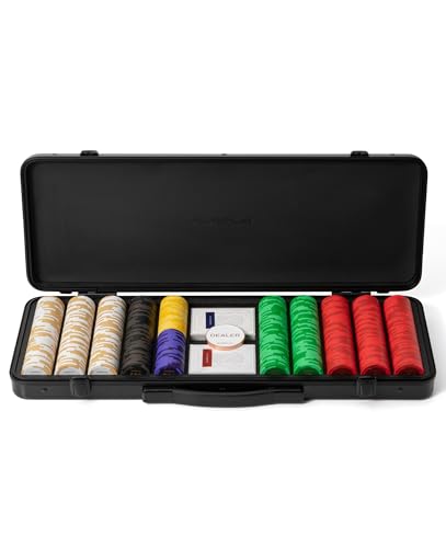 SLOWPLAY Godel 14g Ton Pokerchips-Set für Texas Hold’em, 500 Stk [mit Werten] Verfügt über einen hochwertigen Chipkoffer mit besonders robuster Polycarbonat-Schale, Pokerspieler von SLOWPLAY