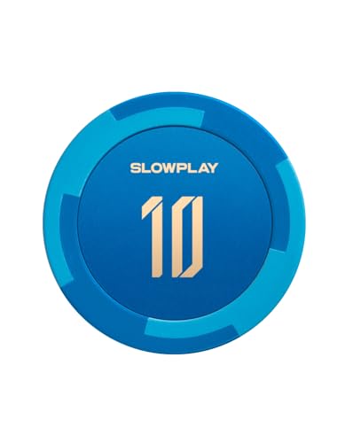 SLOWPLAY Godel Ton-Pokerchips, 14 Gramm Schwerer Tonverbundstoff, 40mm große Chips in Großpackung, 50er-Pack mit einem Wert von 10 von SLOWPLAY