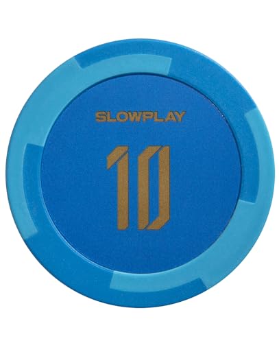 SLOWPLAY Godel Ton-Pokerchips, 14 Gramm Schwerer Tonverbundstoff, 40mm große Chips in Großpackung, 50er-Pack mit einem Wert von 10 von SLOWPLAY