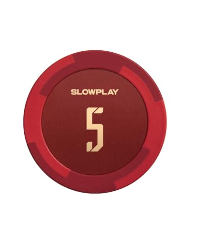 SLOWPLAY Godel Ton-Pokerchips, 14 Gramm Schwerer Tonverbundstoff, 40mm große Chips in Großpackung, 50er-Pack mit einem Wert von 5 von SLOWPLAY