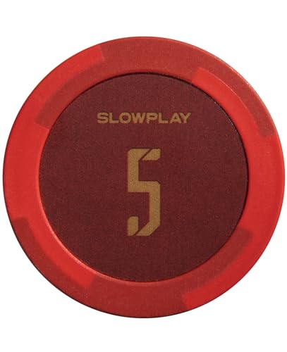 SLOWPLAY Godel Ton-Pokerchips, 14 Gramm Schwerer Tonverbundstoff, 40mm große Chips in Großpackung, 50er-Pack mit einem Wert von 5 von SLOWPLAY