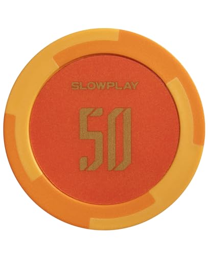 SLOWPLAY Godel Ton-Pokerchips, 14 Gramm Schwerer Tonverbundstoff, 40mm große Chips in Großpackung, 50er-Pack mit einem Wert von 50 von SLOWPLAY