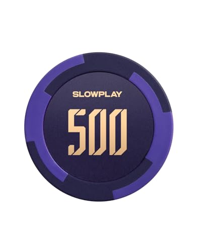 SLOWPLAY Godel Ton-Pokerchips, 14 Gramm Schwerer Tonverbundstoff, 40mm große Chips in Großpackung, 50er-Pack mit einem Wert von 500 von SLOWPLAY