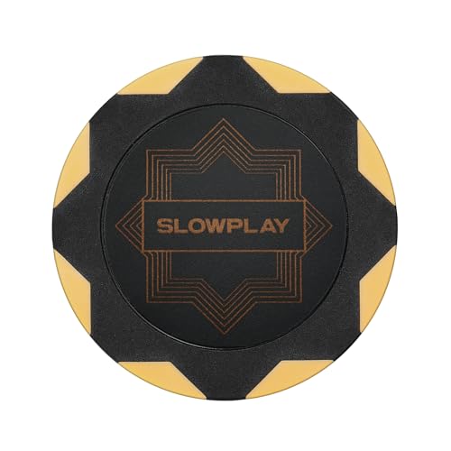 SLOWPLAY Nash Pokerchips aus Ton, 50 Clay Poker Chips Metallkern 14g| Poker Texas Hold'em Chips ohne Nennwert | Erstklassiger Verarbeitung und elegantem Design (Gold Farbe) von SLOWPLAY