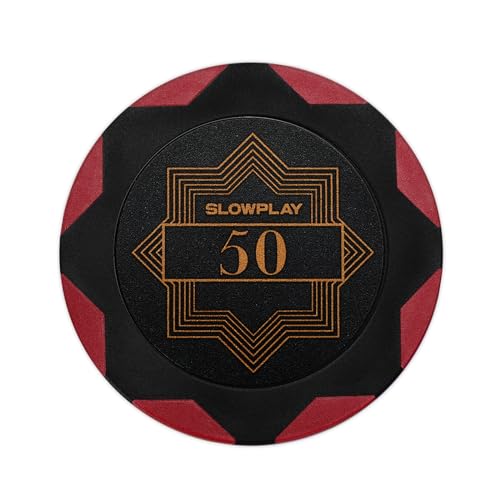 SLOWPLAY Nash Pokerchips aus Ton, 50 Clay Poker Chips Metallkern 14g| für Poker Texas Hold`em | Jetons Casino mit Erstklassiger Verarbeitung und elegantem Design (Wert 50) von SLOWPLAY