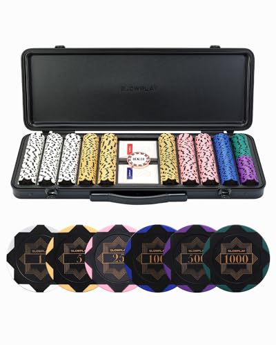 SLOWPLAY Nash 14g Ton Pokerchips-Set für Texas Hold’em, 500 STK [mit Werten] Verfügt über einen hochwertigen Chipkoffer mit besonders robuster Polycarbonat-Schale, Pokerspieler von SLOWPLAY