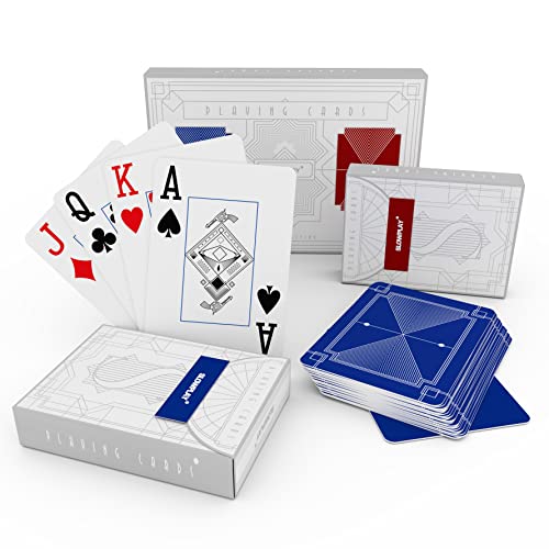 SLOWPLAY Spielkarten aus 100% Kunststoff, Pokerkarten aus Plastik im Doppelpack, plastikkarten mit Jumbo-Index, überlegene Haltbarkeit und wasserfeste, Premium Spielkarten für Texas Holdem Poker von SLOWPLAY