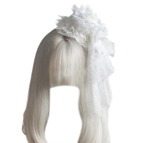 SLXLYH Elegante Haarspange mit Rosenhut, mit Schleife, modisch, Anime-Kostüm, Hut, Haarspange, Maskeraden, Party, Verkleidung, Kopfschmuck (weiß) von SLXLYH