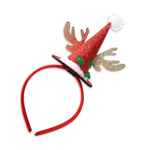 SLXLYH Geweih-Hut, Schleife, Stirnband, Weihnachts-Kopfbedeckung, Weihnachtsfeier, Foto-Requisiten, Schleife, Party, Kopfbedeckung, Cosplay-Zubehör (Hirschgeweih, Weihnachten) von SLXLYH