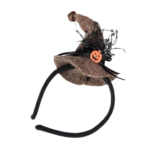 SLXLYH Hexenhut-Stirnbänder, Halloween-Haarschmuck, Cosplay, Haarteile, Totenkopf-Kostüm, Ornamente, Kinder, Damen, Party-Kopfbedeckung (Kaffee) von SLXLYH