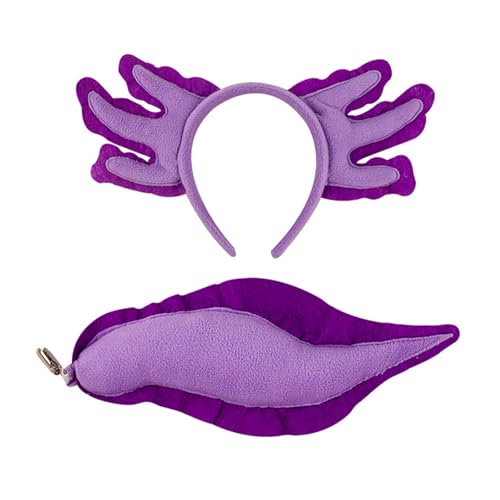 SLXLYH Salamander-Haarreif aus Plüsch für Erwachsene, Kostüm-Requisiten, Kopfbedeckung, Damen, Gesichtswäsche, Haarband, Kinder, schönes Tierthema, Haarreif (Purple Newt Headban8) von SLXLYH