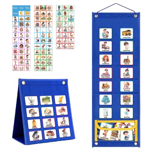 SLXLYH Visual Schedule Chart Kids Learning Materials Todder Daily Routine Chart 18+1 Pocket Double Side Visual Schedule Chart von SLXLYH