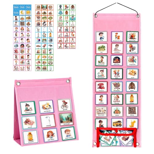 SLXLYH Visual Schedule Chart Kids Learning Materials Todder Daily Routine Chart 18+1 Pocket Double Side Visual Schedule Chart von SLXLYH