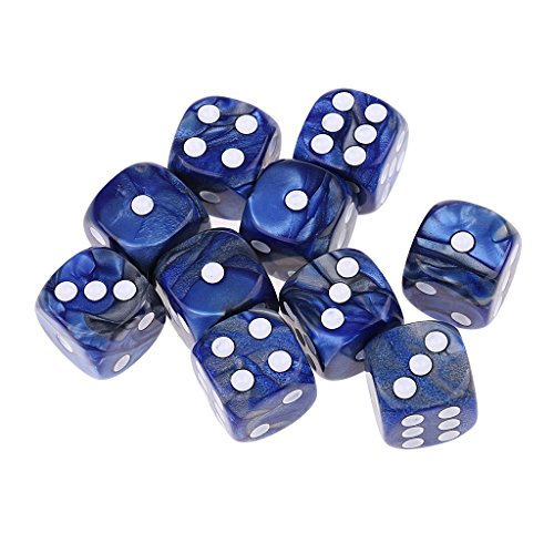 SM SunniMix 10 pcs Bunt Würfel Set 6-Seitig, Transparent Spielwürfel für Tischkarten Spiele, 16 mm d6 Standardwürfel - blau Silber von SM SunniMix