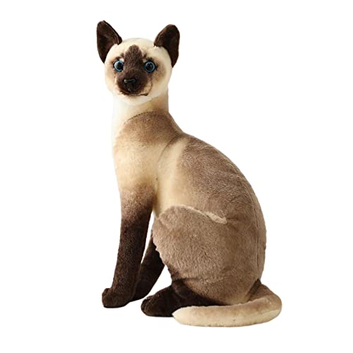 SM SunniMix Lebensechte Katze Plüsch, Katze Kuscheltier Echt Aussehend, Realistische Katze Kuscheltier Tabby Cat, Simulation Schlafende Kätzchen Spielzeug für Kinder, 32cm Siamkatze von SM SunniMix