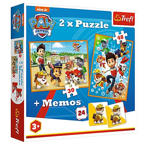 Memo und Puzzle Box | Paw Patrol | Memo Spiel und 3 Puzzle | 30, 48 & 54 Teile von SMB