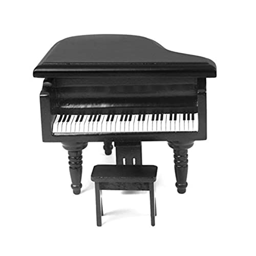 Dollhouse Mini Klavierspielzeug 1:12 aufrechte Mini Grand Piano Simulative hölzerne Miniatur Klaviermodell mit Stuhlpuppenhausmöbeln Accessoires für Weihnacht Dollhouse Decild Kinder Kinder Spielze von SMELEYOU