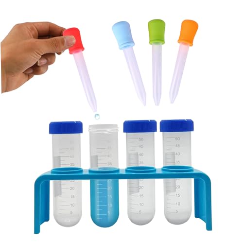 Plastik -Testrohre mit Rack 9PCS Kids -Testrohre 50 ml Plastik -Testrohre für Kinderwissenschaftler -Testrohre mit Ständer und Spitzen -Tropfen für Kinderbildungsspielzeug für Kinderwissenschaften von SMELEYOU