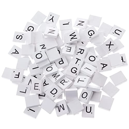 SMELEYOU 【100pcs】 Weiße Holzspäne DIY English Alphabet Puzzle Alphabetisierung Quadrate Baby intellektuelle Entwicklung Holzspäne 【Weiß】 Kinderspielzeugzubehör von SMELEYOU