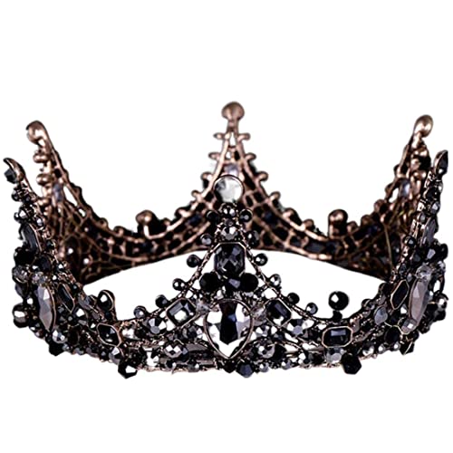 SMELEYOU Barock schwarzer Brautkristall Tiara Gothic Hochzeit Kopfbedeckung Vintage Queen Hair Accessoires für Frauen und Mädchen (Typ 3) Kinderspielzeugzubehör Accessoire von SMELEYOU